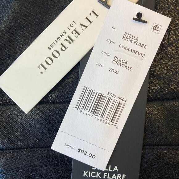 Liverpool Stella Kick Flare Welt Pocket Pants Women's 20W Black Crackle NWT - Picture 5 of 11